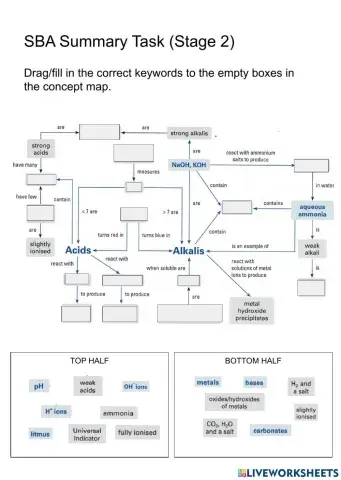 SBA Summary Task: Concept Map of Acids, Bases and Salts (Stage 2)
