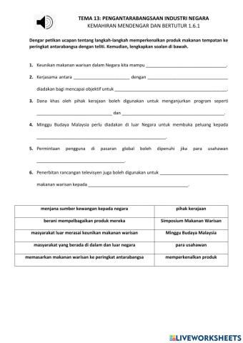 Kemahiran mendengar dan bertutur 1.6.1
