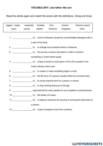 Vocabulary: Like father like son