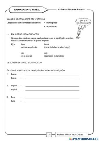 Palabras Homógrafas