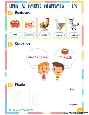 Unit 5: Farm animal- lesson 3