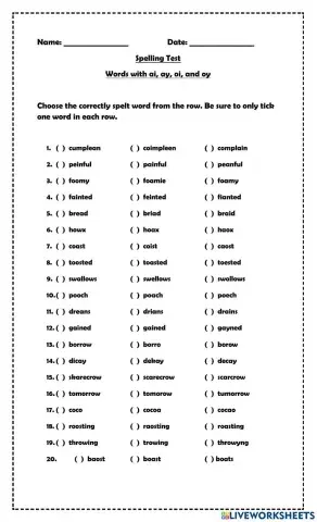 Vowel Pairs ai, ay, oa, and ow