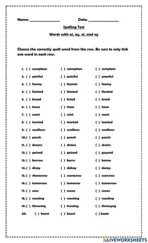 Vowel Pairs ai, ay, oa, and ow