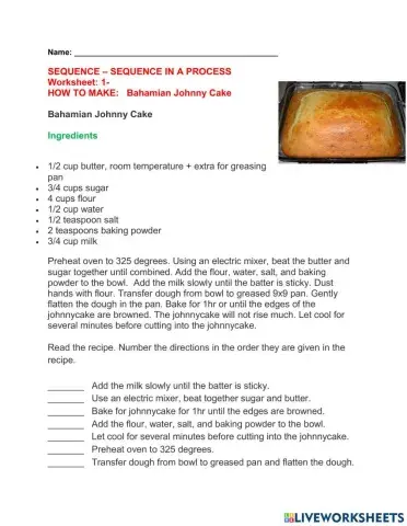 Sequence in a Process- Making Bahamian Johnny Cake