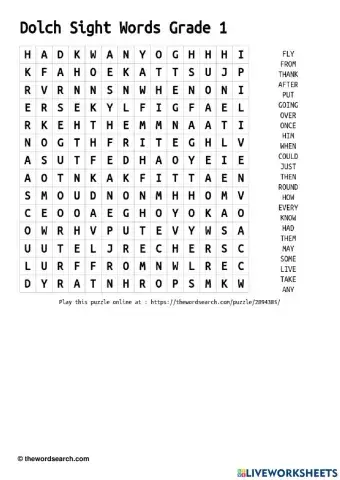 Dolch Sight Words Grade 1