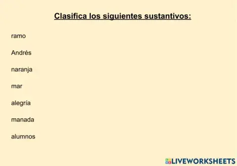 Clasificar sustantivos