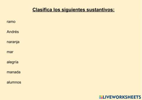 Clasificar sustantivos