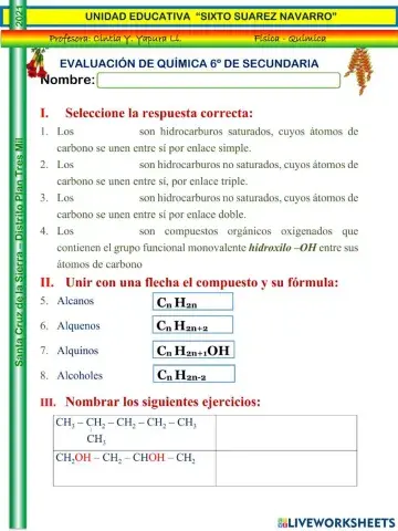 Evaluación compuestos orgánicos