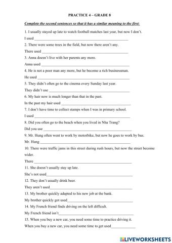 Practice 4 (used to)