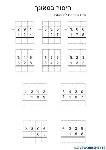 חיסור עם פריטה