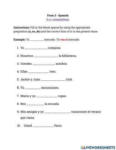 Ir a + Prepositions