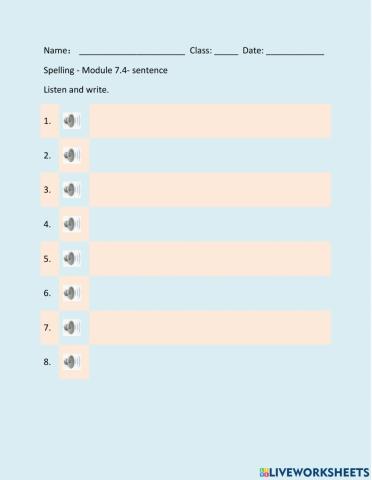 Spelling - Module 7.4- sentence