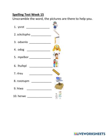 Spelling Test Week 15
