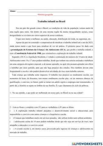 Trabalho Infantil no Brasil