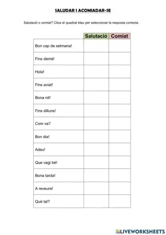 Salutacions i comiats