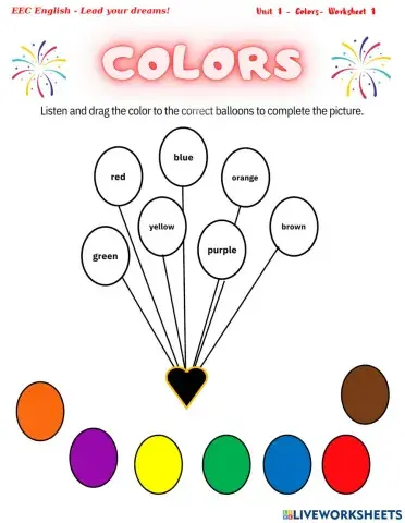 Unit 1 - Colors- Worksheet 1