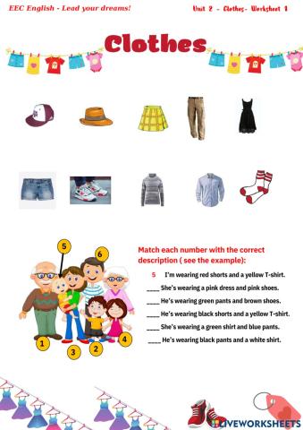 Unit 2- Clothes - Worksheet 1