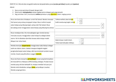 3.6.1 urutan peristiwa - pantun