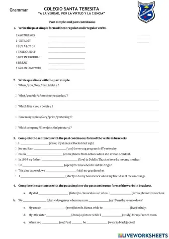 Plan de mejoramiento Test Unit 5-Past continuous-past simple-ninth grade