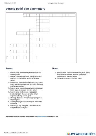 Perang padri dan perang diponegoro