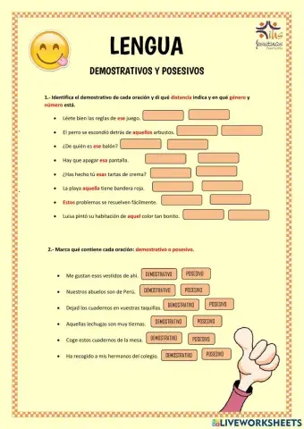 Determinantes demostrativos y posesivos