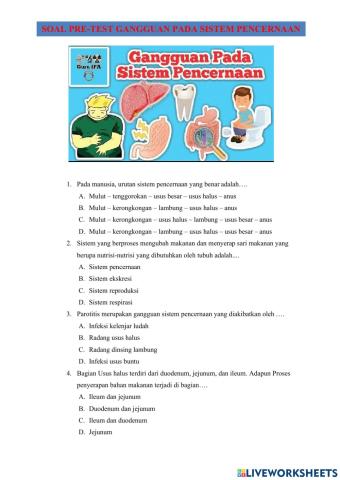 Soal pretest gangguan pencernaan