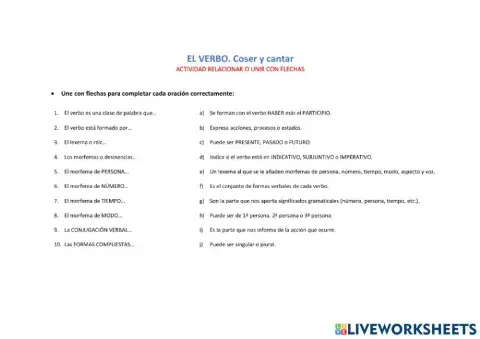 El verbo. UNIR CON FLECHAS