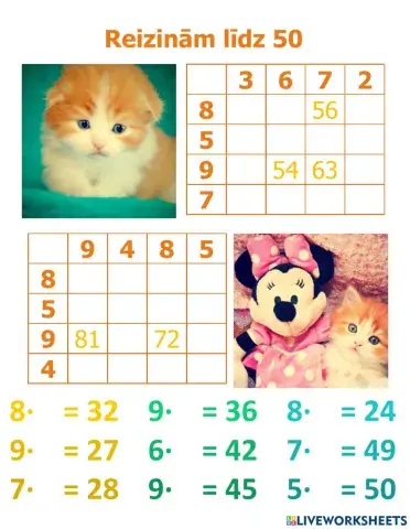 Reizināšana līdz 50