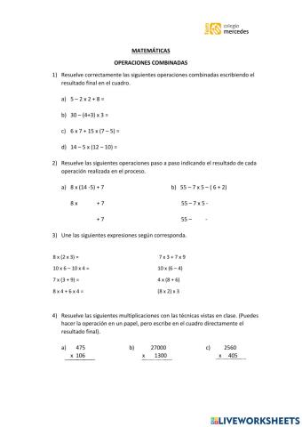 Operaciones combinadas