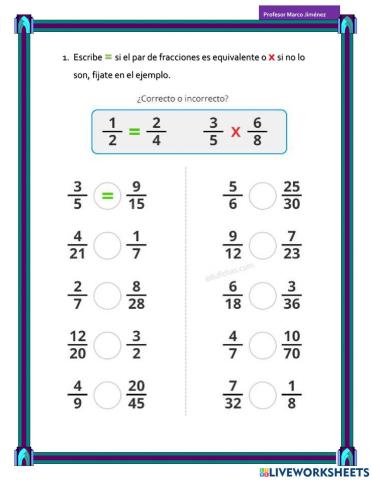 Fracciones equivalentes