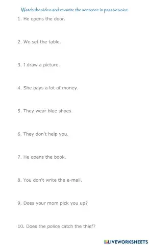 Passive voice change sentences