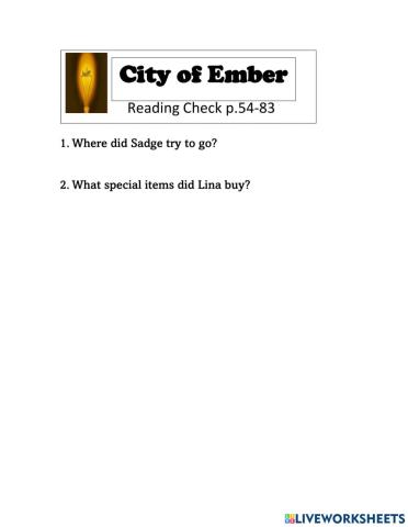 City of Embers Reading Check p.54-83