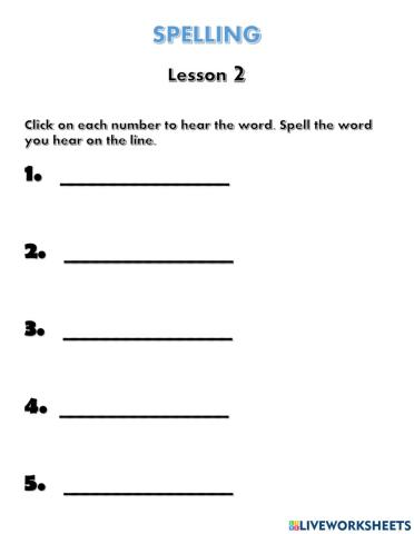 Spelling Test - Lesson 2
