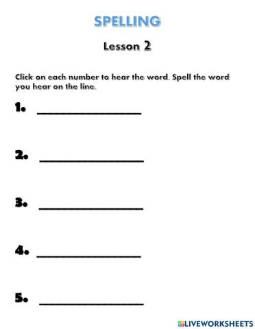 Spelling Test - Lesson 2