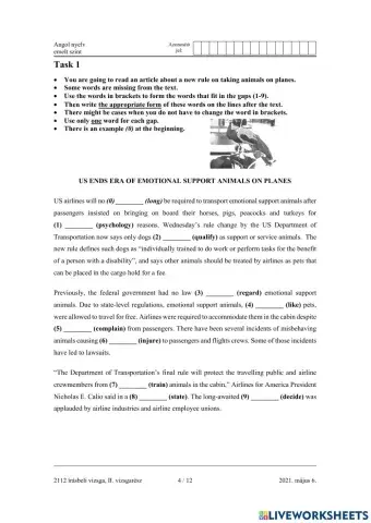 Emelt érettségi Május 6. Task 1.