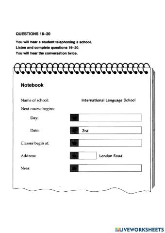 Ket 1 - test 2 - listening - part 4