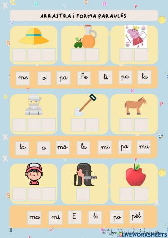 Completa paraules amb P, M i L