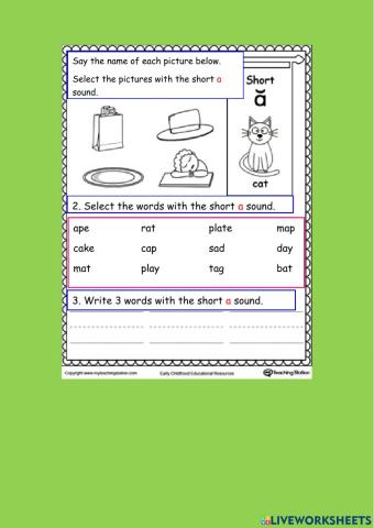 Short vowel a