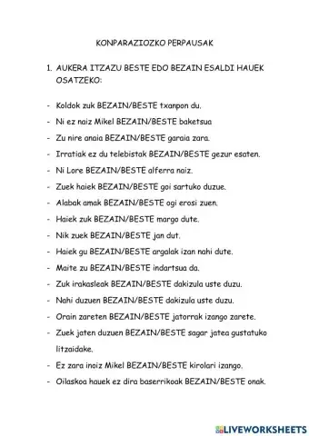 Konparaziozko perpausak