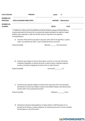 Evaluación regla de tres