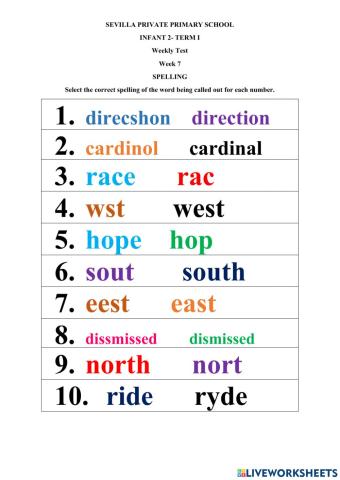 Weekly test week 8 term 1