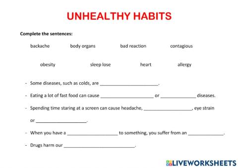 Unhealthy habits