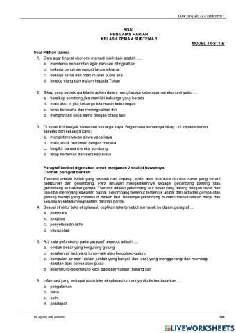 Latihan soal tema 4 subtema 1