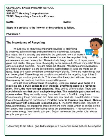 SEQUENCING - STEPS IN A PROCESS