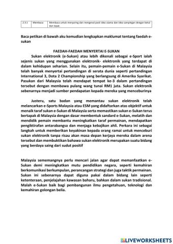 2.3.1 Faedah- faedah Menyertai e-Sukan Latihan ms 58