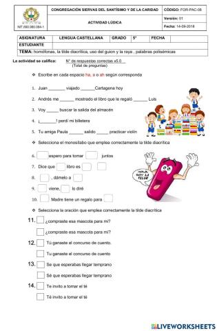 Homofonas, tilde diacrítica, polisemicas