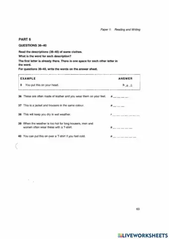 KET reading and writing part 6