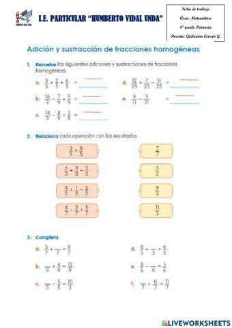 Adicion de fracciones