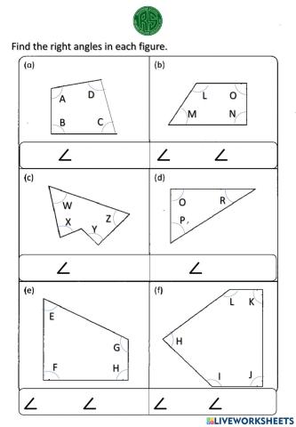 Find the right angles in each figure