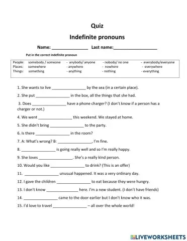 Indefinite pronouns
